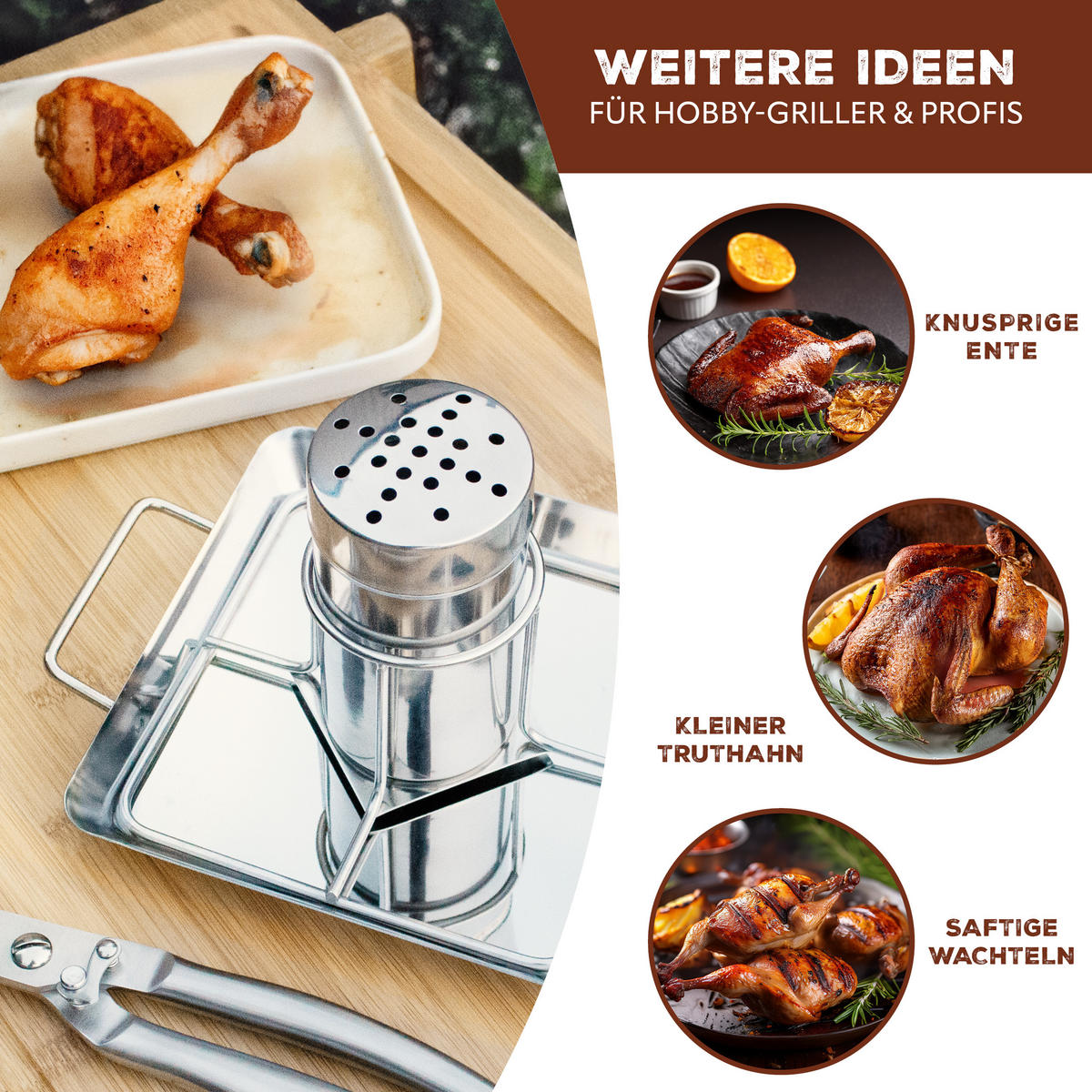 HÄHNCHENBRÄTER, silber, Edelstahl - Edelstahlfarben, Metall (24.5/13.5/18.5cm) - bremermann