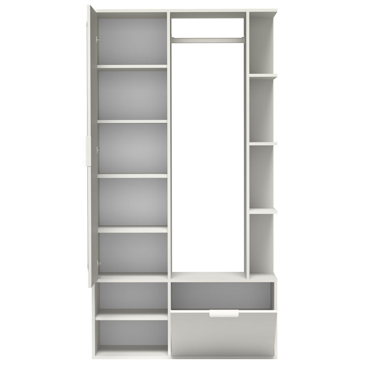 GARDEROBENSCHRANK Nemrut Weiß 100/189/33 cm – Modern, mit Spiegel und viel Stauraum - Weiß, Holzwerkstoff/Kunststoff (100/189.4/33cm) - AX Living