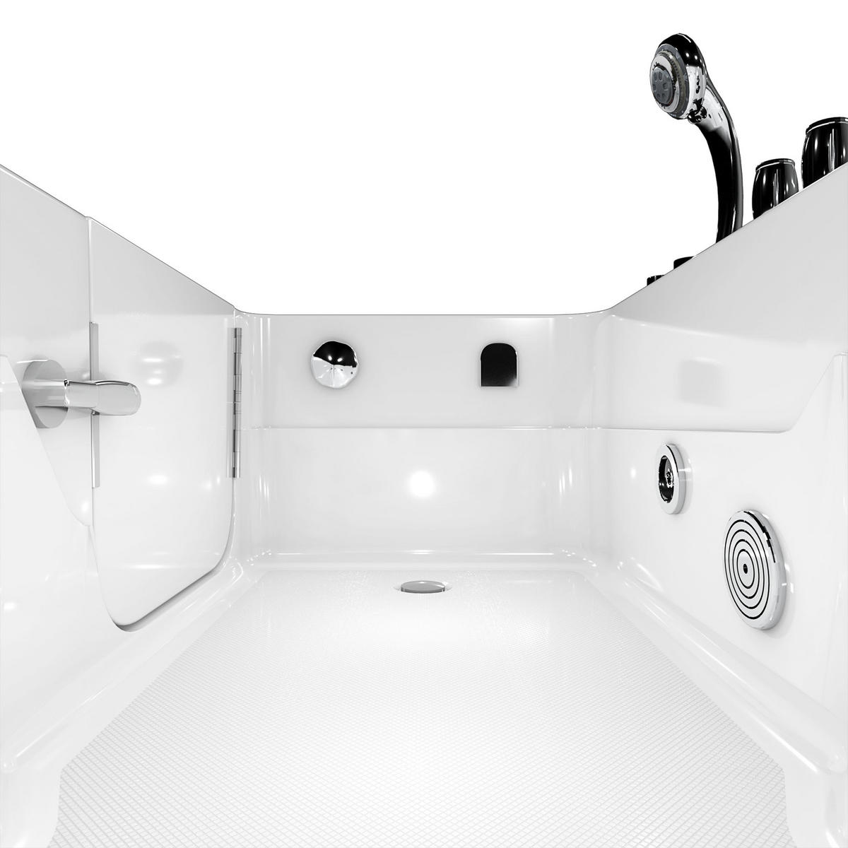 SENIORENWANNE, Whirlpool mit Tür S17-TH-WP-R 75x150cm - Weiß, Glas/Kunststoff (150/54/75cm) - AcquaVapore by Sandra Jentho