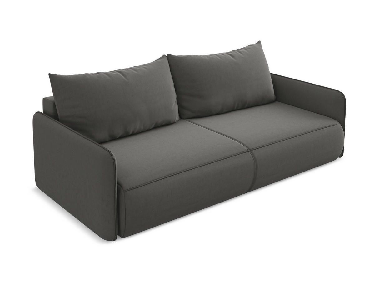 3-SITZER SOFA mit Schlaffunktion Samt Stoff Grau - Dunkelgrau/Schwarz, Kunststoff/Textil (216/86/105cm) - Makamii