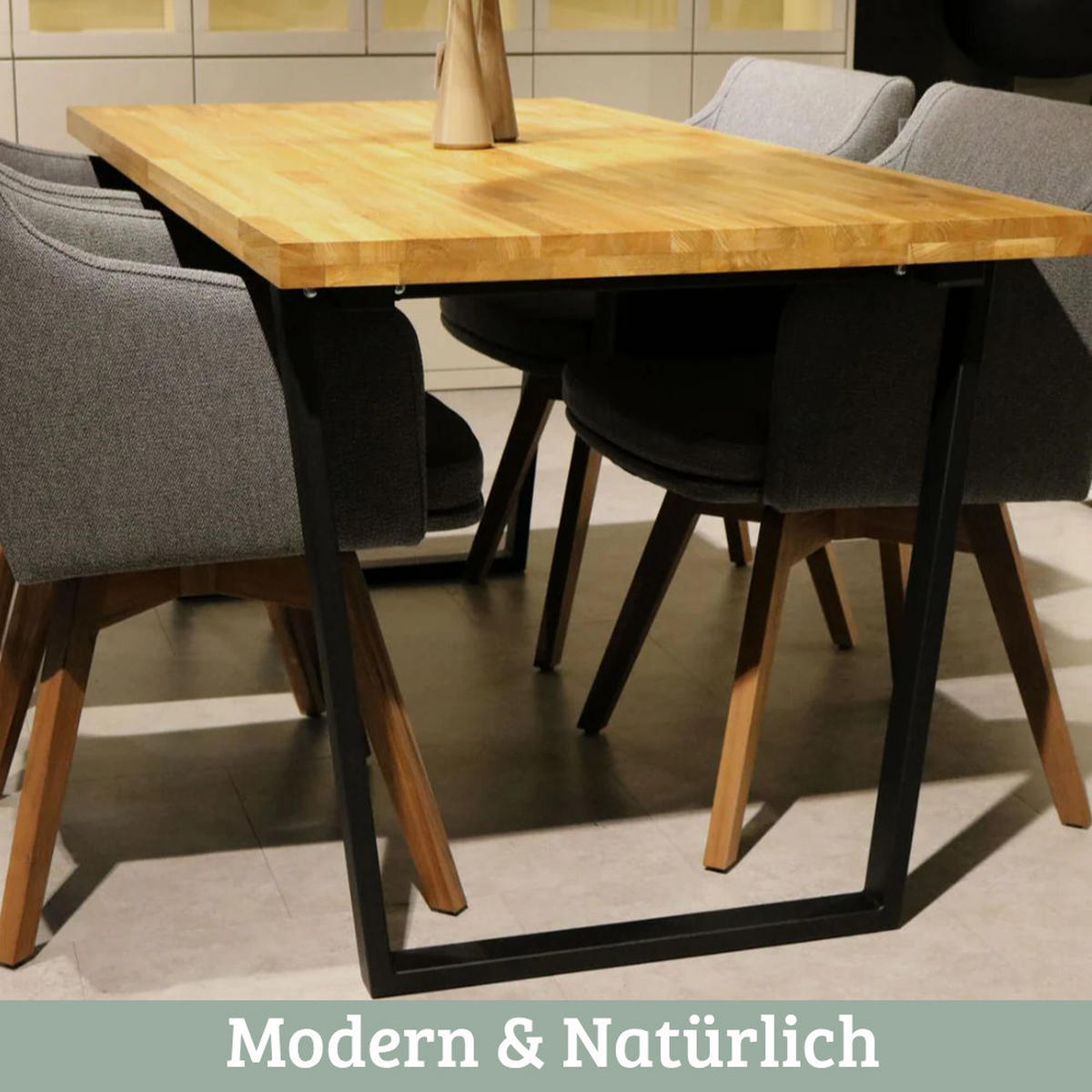 ESSTISCH Massivholz MEDO 180x100 cm Eichenholz Trapez Gestell - Braun, Holz/Metall (100/180/76cm) - DELUKE