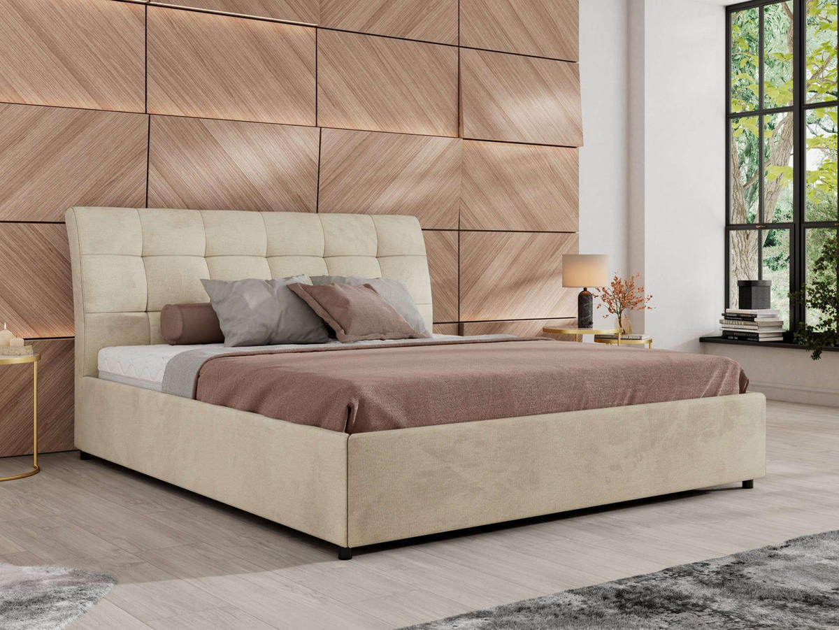 POLSTERBETT GALA CLASSIC 160/200 - Beige Velvet - Pocket-Matratze - Beige, Textil (160/200cm) - MKS