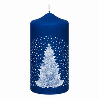 ADVENTSKERZEN Skadi in Samtlook Midnight Blue 15 x 7 cm, 4er Set - Blau, Paraffin (7/15/15cm) - Kopschitz Kerzen