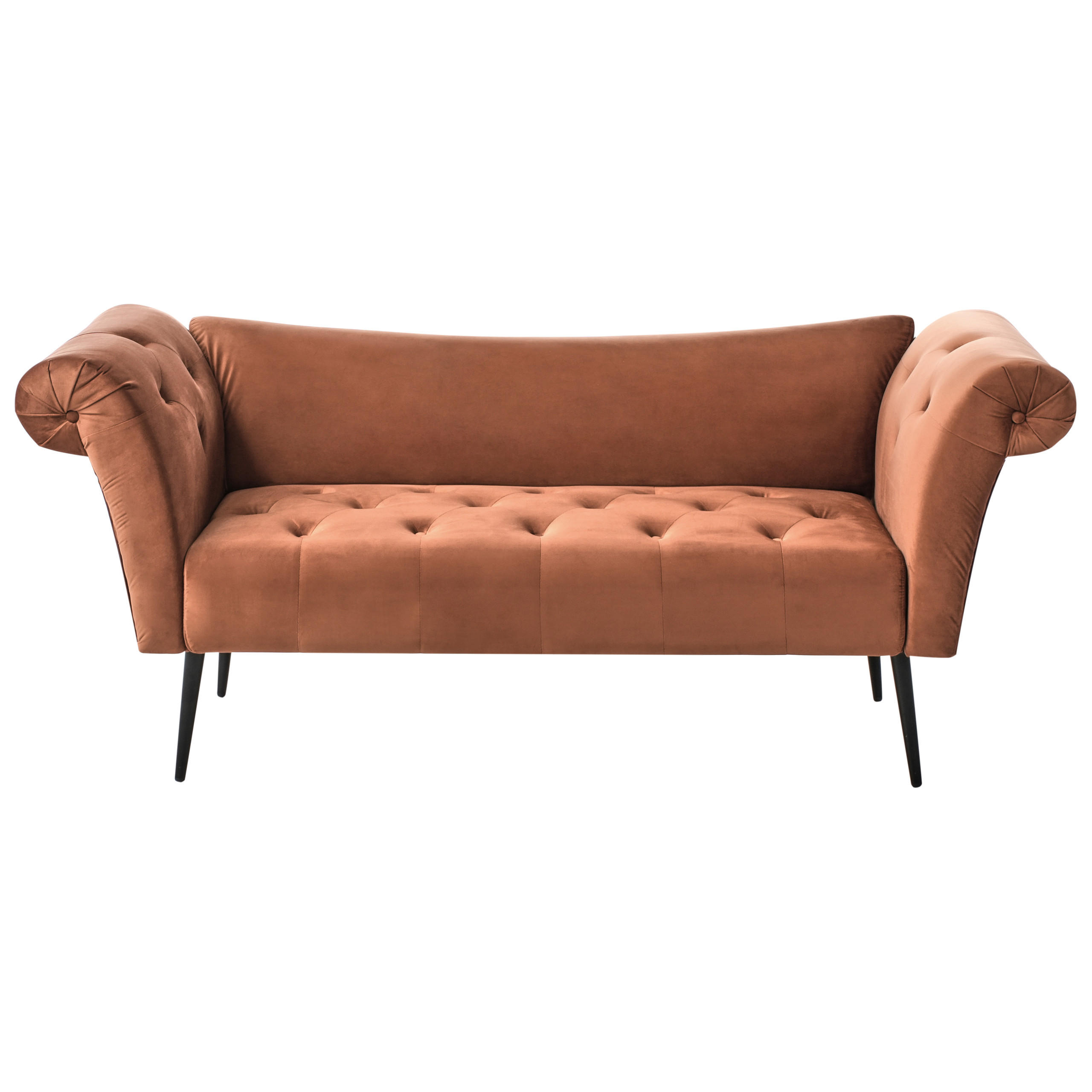 CHAISELONGUE Samtstoff Goldbraun Nantilly - Goldfarben/Schwarz, Textil (175/76/69cm) - Beliani
