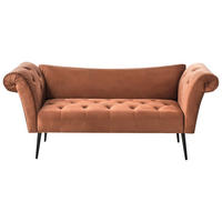 ČALOUNĚNÉ LEHÁTKO CHAISE LONGUE Sametová látka Zlatohnědé Nantilly - černá/zlatá, textil (175/76/69cm) - Beliani
