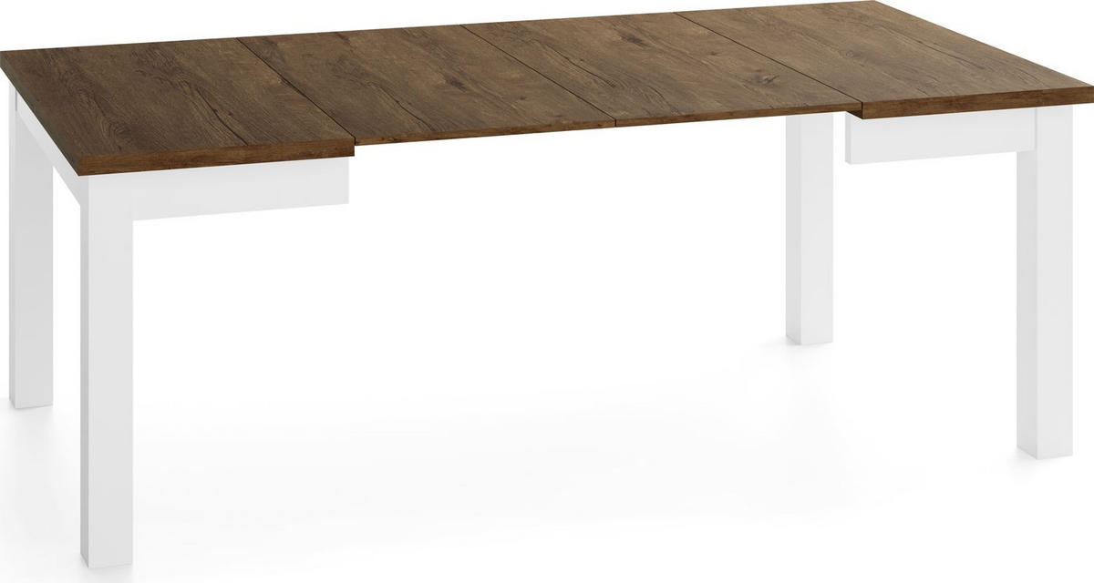 ESSTISCH Toren Weiß ausziehbar verlängerbar quadratisch, Eiche Braun Rustikal 100-200/100/76.5 cm - Alteiche/Weiß, Holz/Holzwerkstoff (100/100/77cm) - WFL GROUP