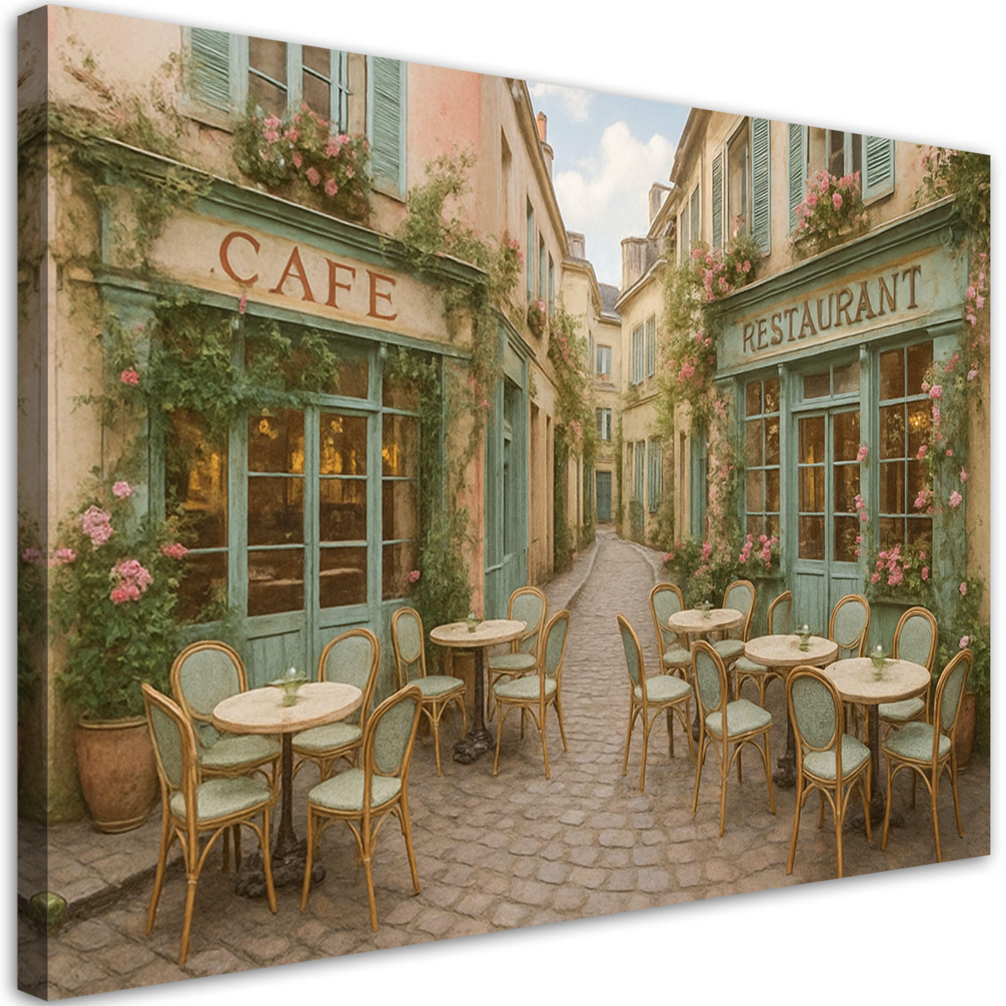 LEINWANDBILD Paris Restaurant Café im Boho Stil 120x80cm - Beige, Textil (120/80cm) - Feeby