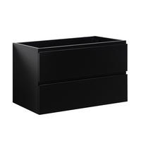 WASCHBECKENUNTERSCHRANK Angela 2 Schubladen Schwarz Matt - 80 x 48 x 50 cm - Schwarz, Holz (80/50/48cm) - Badplaats