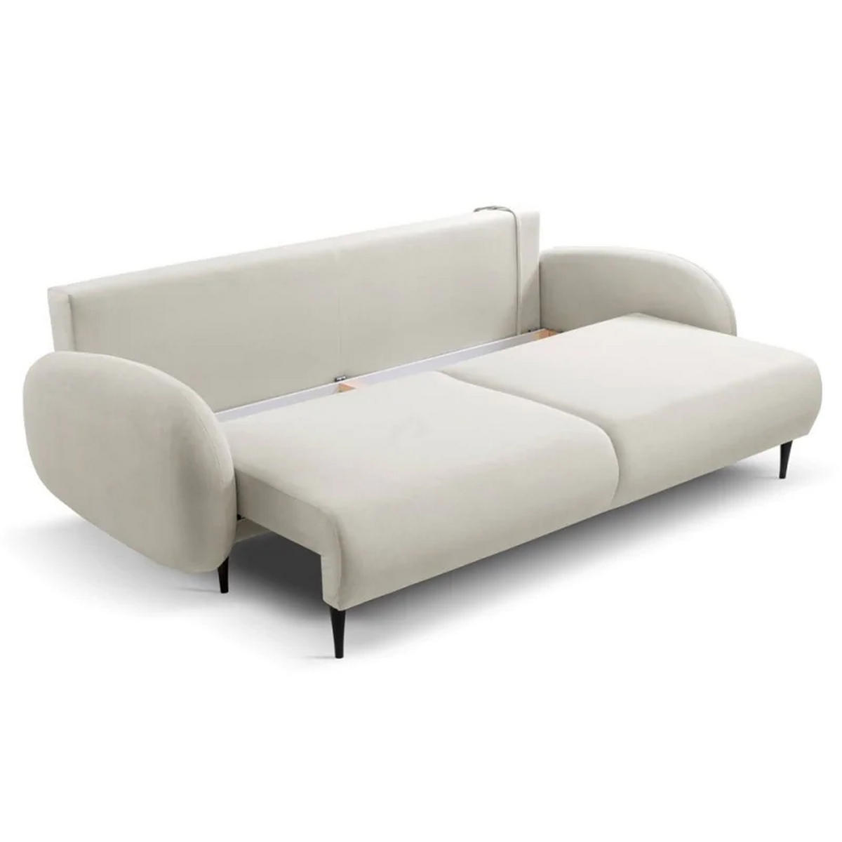 SCHLAFSOFA SOFTI, Sofa mit Schlaffunktion und Bettkasten, Farbe: Creme, Velourstoff - Creme, Textil (232/95/109cm) - Sepro Meble