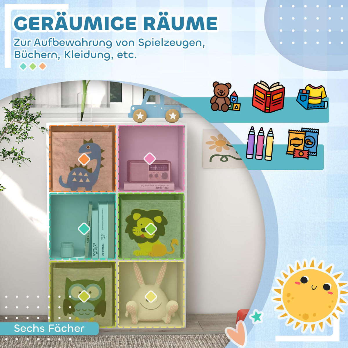 KINDERREGAL - Weiß, Holzwerkstoff (29.9/91.5/61.8cm) - ZONEKIZ