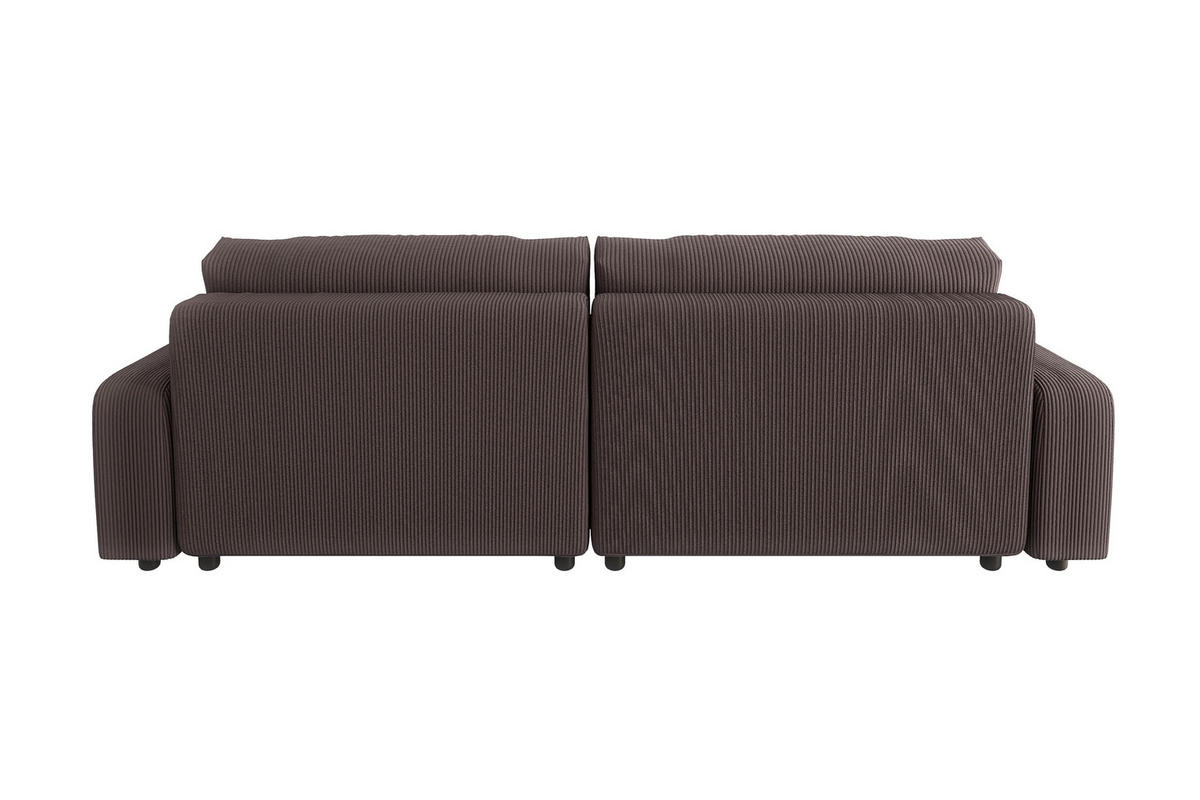 ECKSOFA Emma Dunkelbraun Cord - Ottomane rechts - Dunkelbraun, Textil (234/170cm) - S-Style Möbel