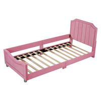 KINDERBETT Polsterbett 90x200 cm Schlafsofa Flanell Bettgestell mit Rückenlehne & Armlehne Rosa - Rosa, Holz - Ej. Life