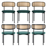 ESSZIMMERSTUHL 6er Set Samt Grün Metallbeine Rattan - Grün, Textil (51/75/50cm) - FLIEKS