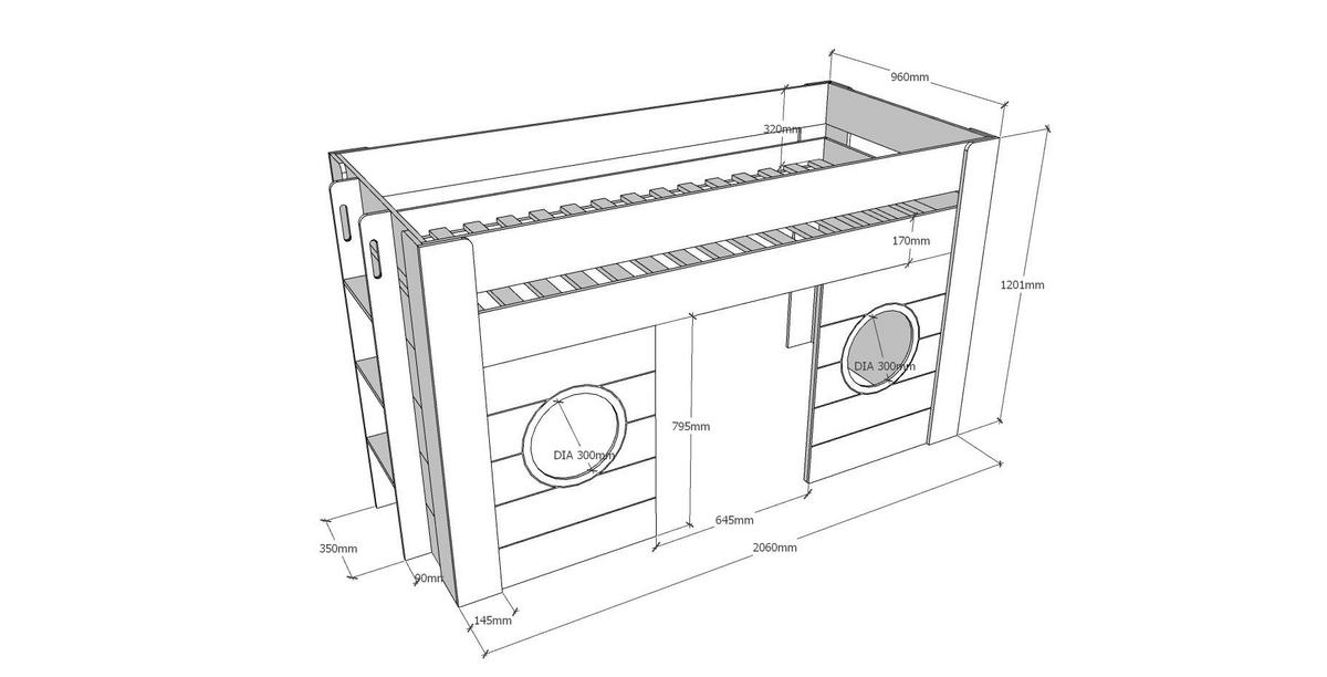 HOCHBETT Karella 215x120x96 aus MDF in Weiß - Weiß, Holzwerkstoff (90/200cm) - 58aufmkessel