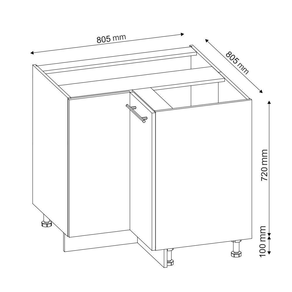 Vicco ECKUNTERSCHRANK Anthrazit, Weiß 81cm × 60cm × 82cm