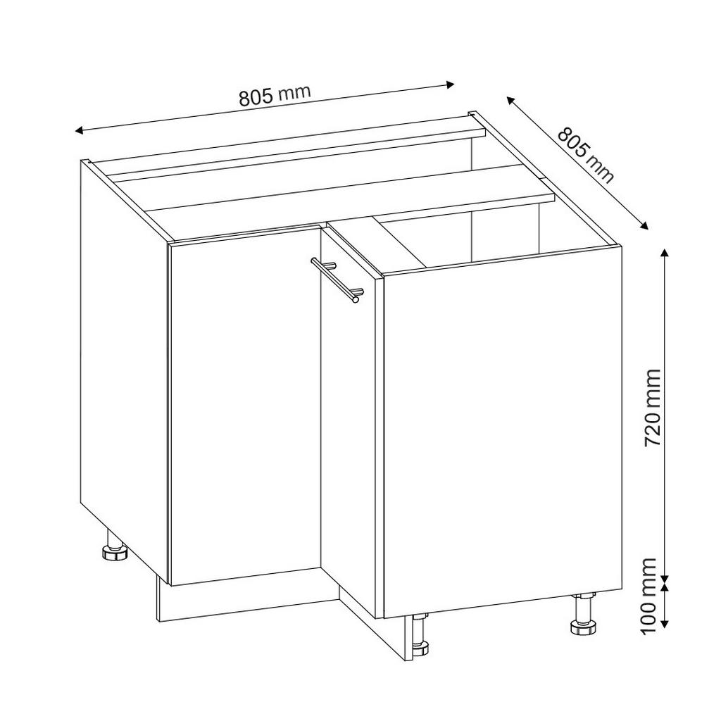 Thumbnail - Vicco Eckunterschrank, Anthrazit, Honigeiche, Holzwerkstoff, 2 Fächer, Formgebogen, 80.5x82x51.6 cm, Küchen, Küchenmöbel...