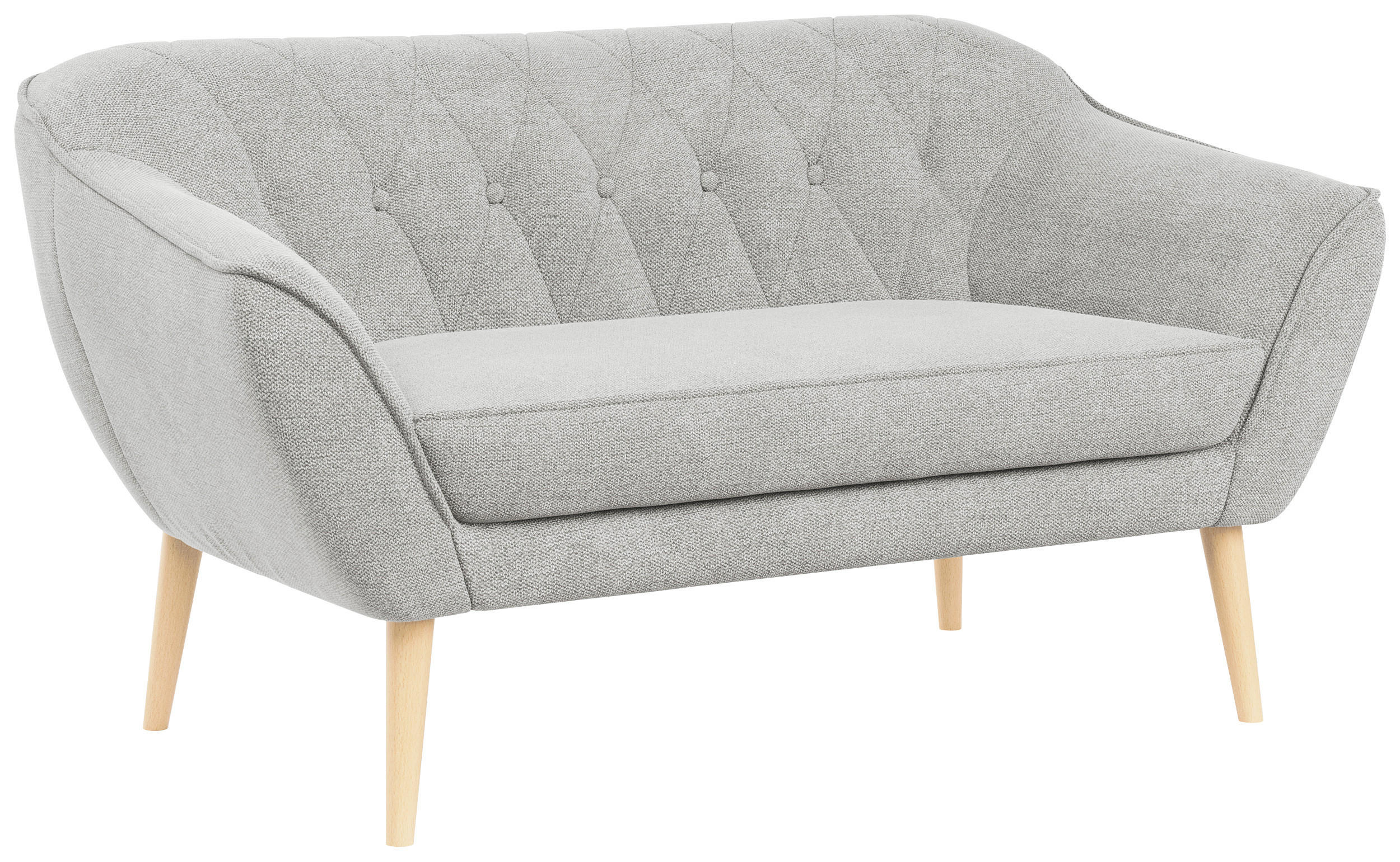 SOFA Pirs 2 Sitzer Strukture Hellgrau - Hellgrau/Braun, Holz/Textil (140/75/74cm) - MKS