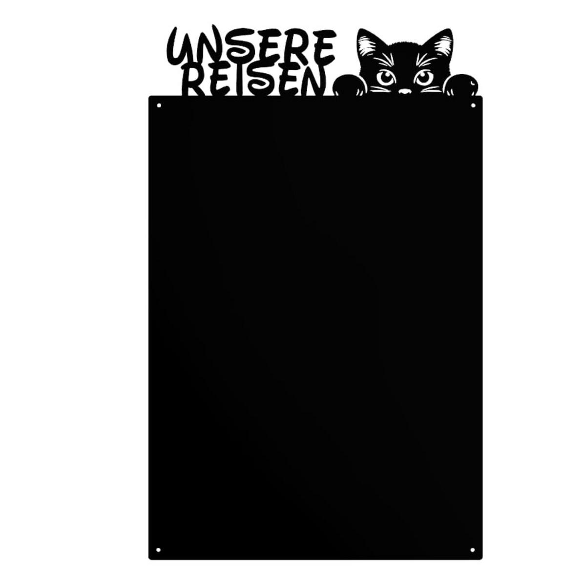 MAGNETTAFEL - Magnetische Pinnwand mit Katzenmotiv - ideal für Magnete und Notizen - Schwarz - 80x50 cm - Schwarz, Metall (50/80/0.7cm) - ANWICAR