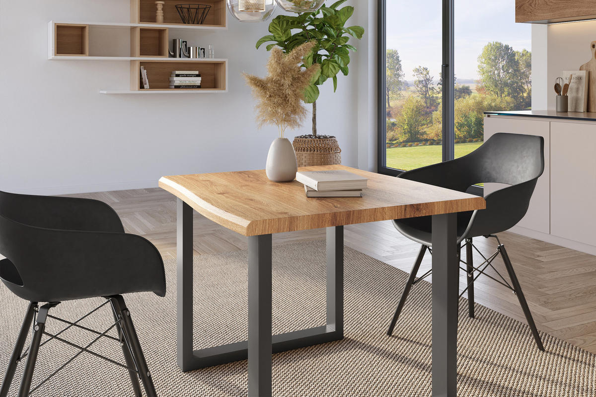 ESSTISCH JULIUS U - Wildeiche/Eichefarben, Holz (80/80/77cm) - SAM