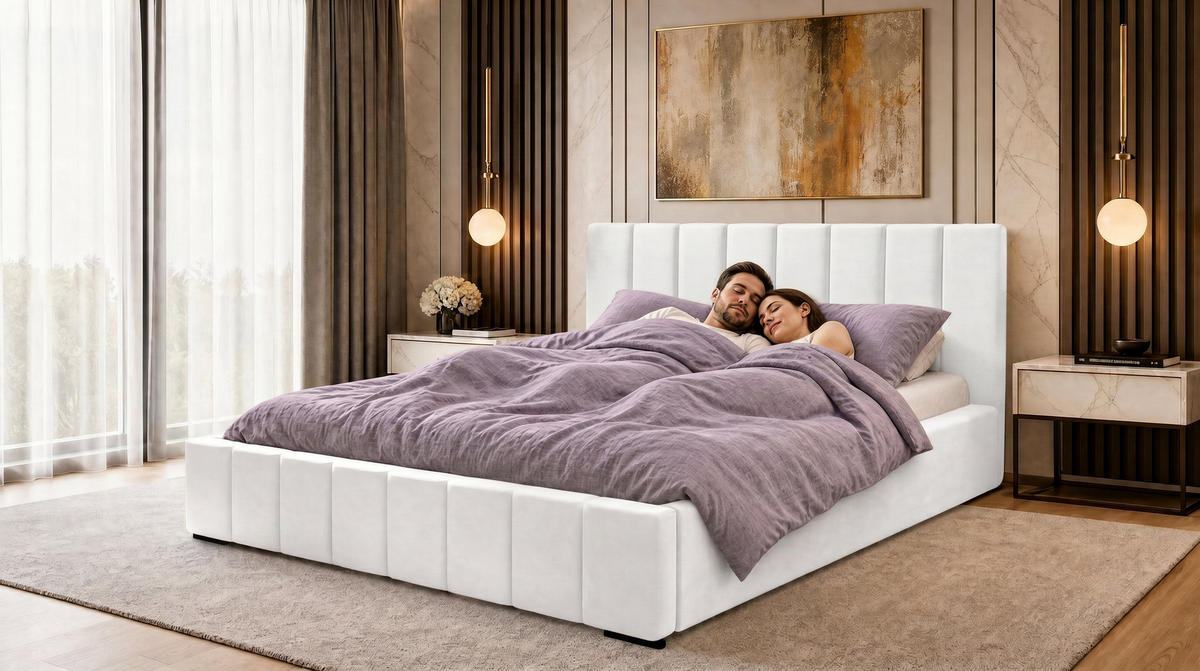 POLSTERBETT Nero 200x200 cm, Doppelbett mit Bettkasten und Lattenrost aus Holz, Velourstoff: Hellgrau - Hellgrau, Holz/Kunststoff (200/200cm) - Marpur