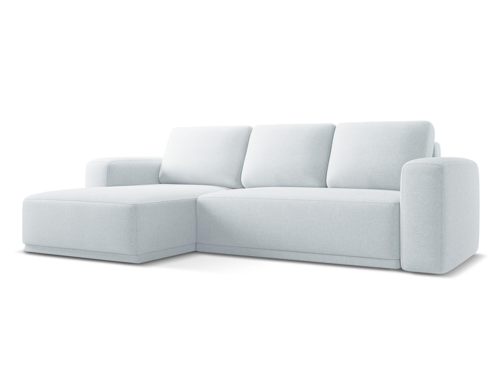 ECKSOFA mit Schlaffunktion Chenille Stoff Blau - Blau/Schwarz, Kunststoff/Textil (160/258cm) - Makamii