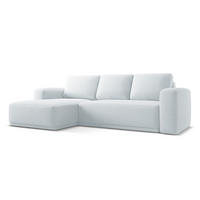 ECKSOFA mit Schlaffunktion Chenille Stoff Blau - Blau/Schwarz, Kunststoff/Textil (160/258cm) - Makamii