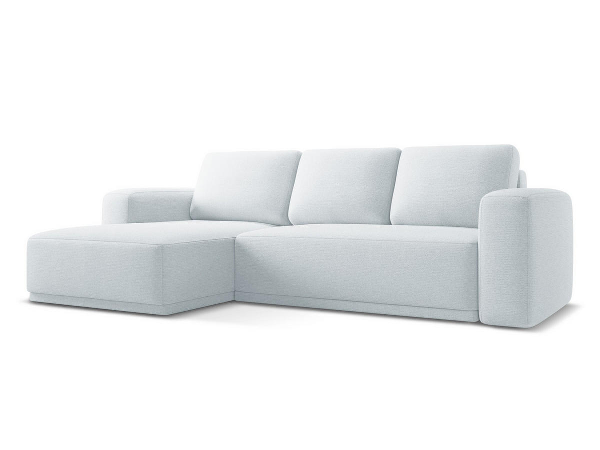 ECKSOFA mit Schlaffunktion Chenille Stoff Blau - Blau/Schwarz, Kunststoff/Textil (160/258cm) - Makamii