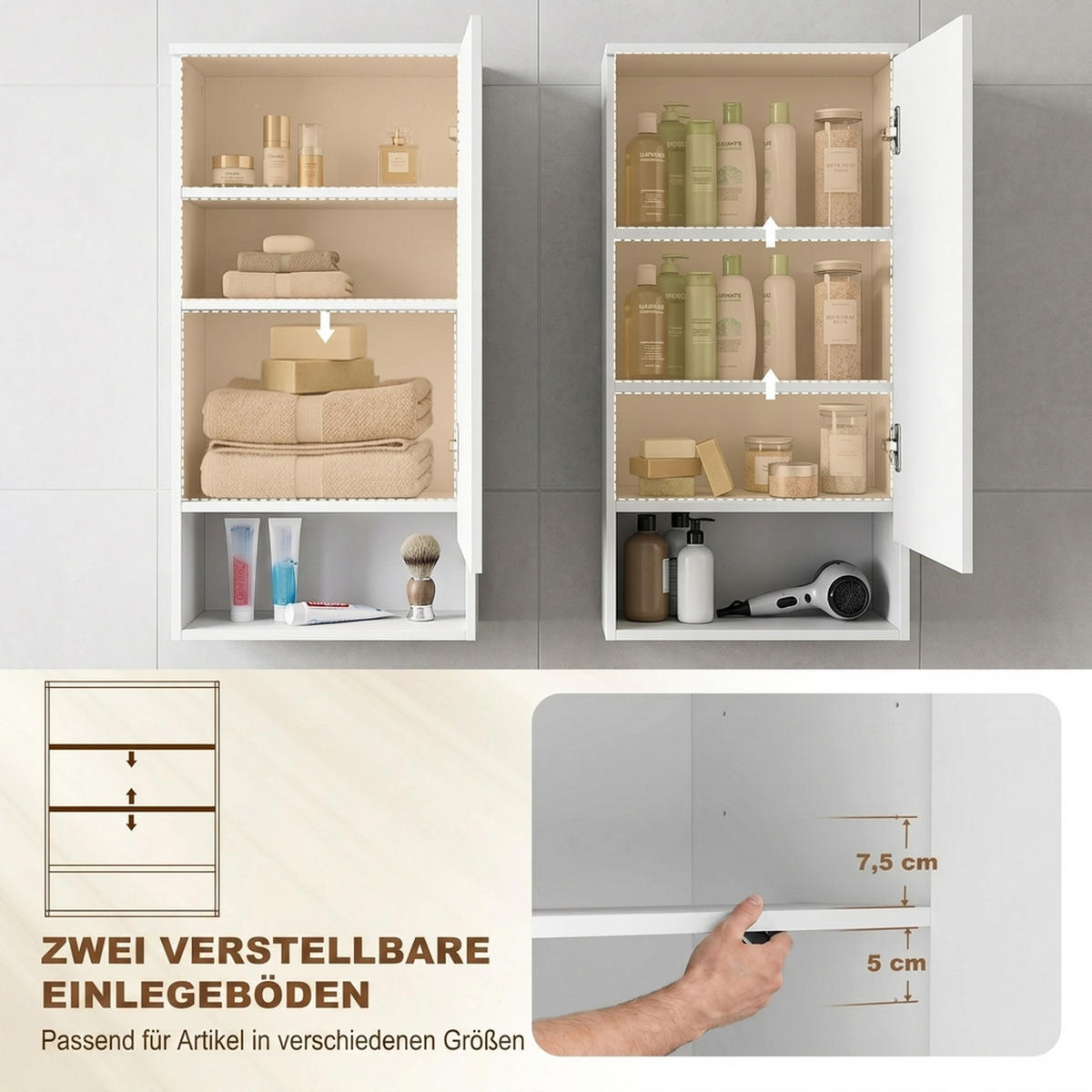 HÄNGESCHRANK Spanplatte Weiß - Weiß, Holzwerkstoff (27/77/40cm) - HOMCOM