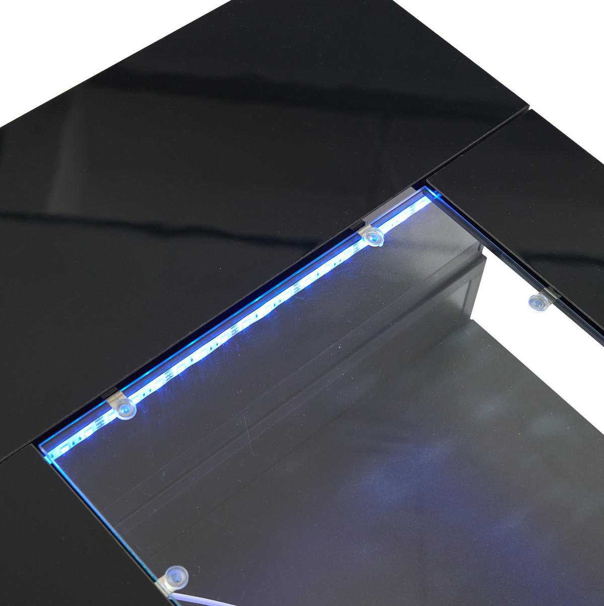 COUCHTISCH aus Spanplatte und gehärtetem Glas 100x50x35 cm in Schwarz mit LED - Schwarz, Holzwerkstoff (100/50/35cm) - Modfu