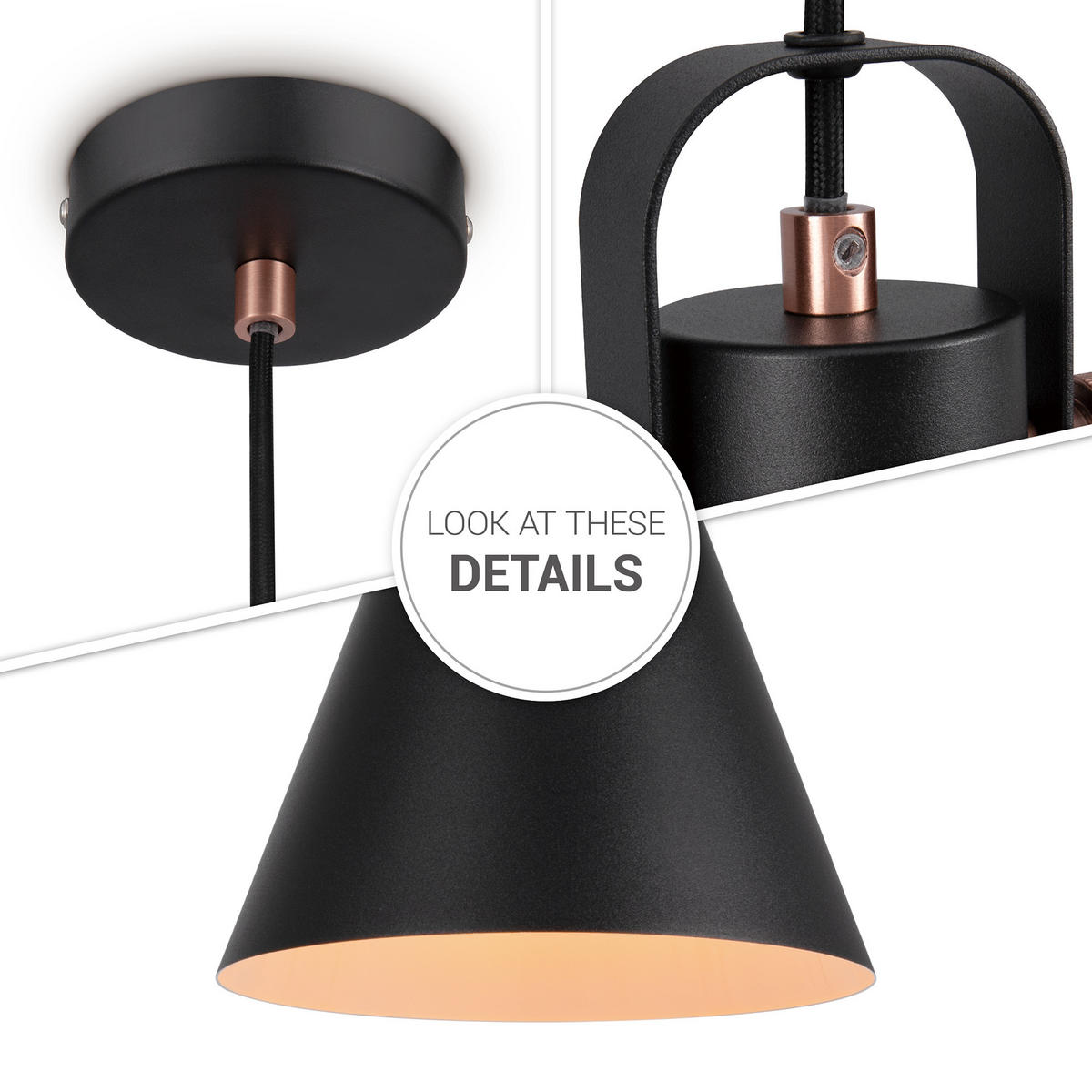 PENDELLEUCHTE Otto - Schwarz, Metall (17/17/25.4cm) - Paco Home