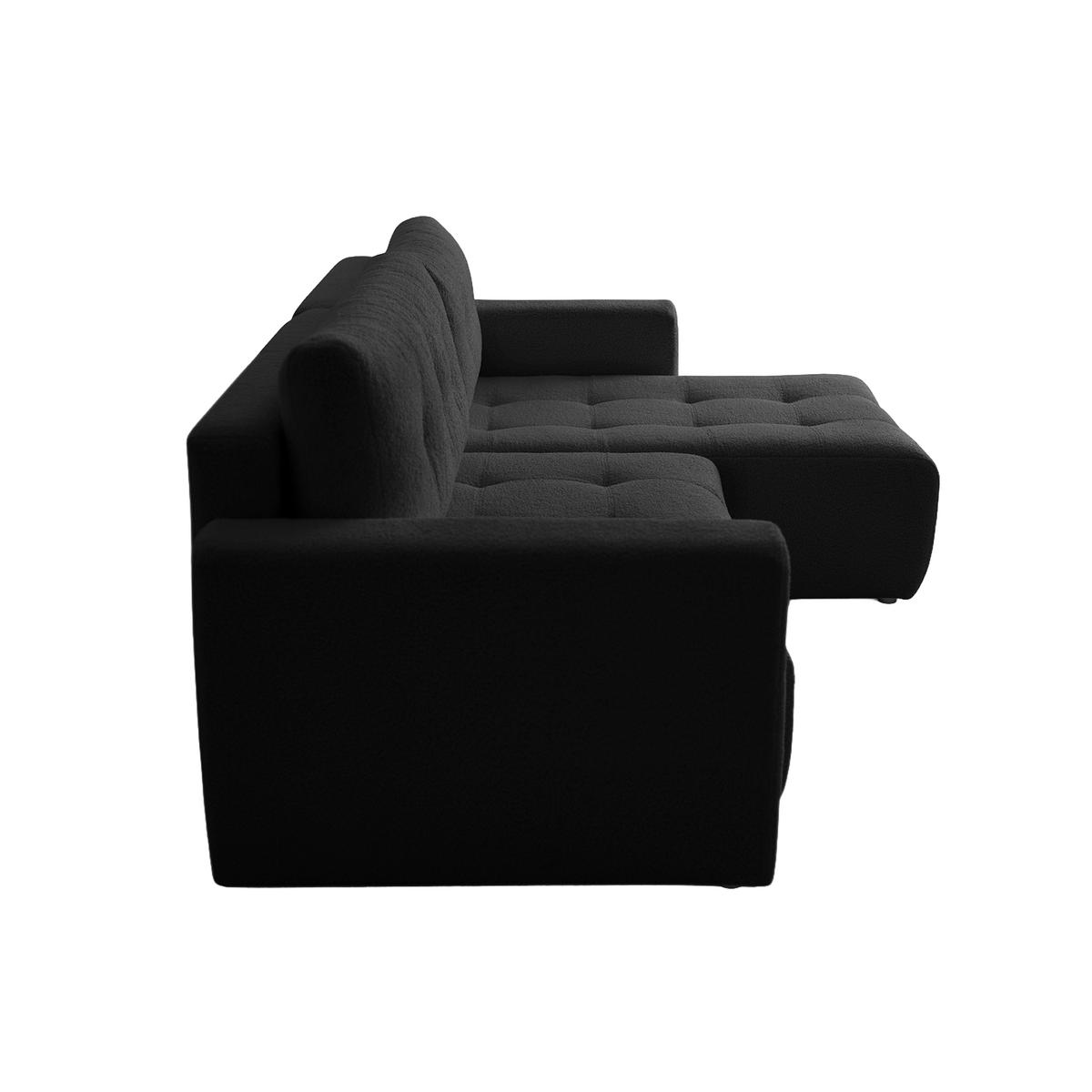 ECKSOFA WALONGO mit Schlaffunktion, Schwarz - Schwarz, Textil (261/143cm) - Fedve