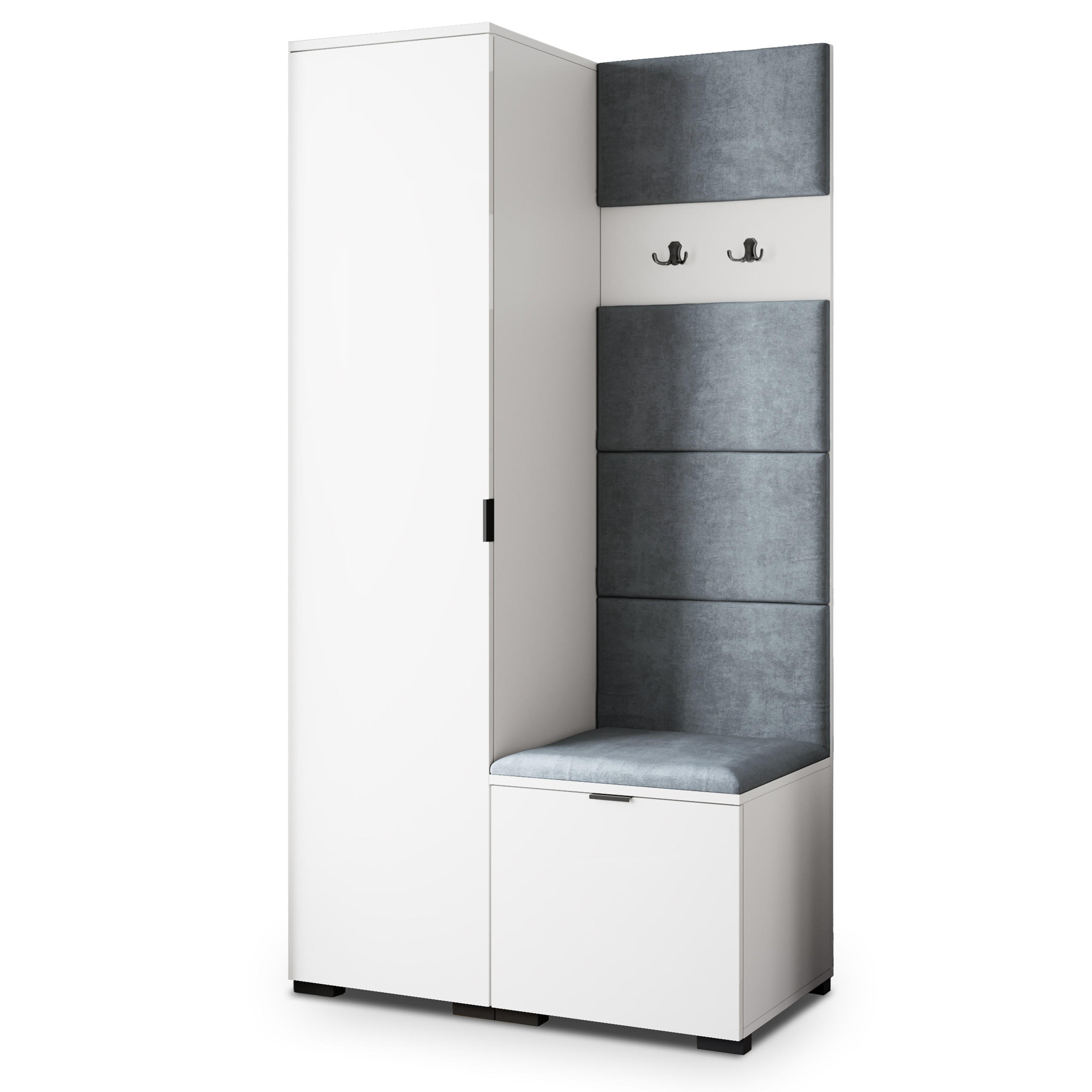 Masseno Garderobenschrank Weiß, Grau 95x181x51 cm