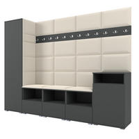GARDEROBE NELA XI 250 cm (Modulare Flurmöbel Graphit mit Sitzpolster Creme 01 Großes Set) - Silberfarben/Creme, Holz/Holzwerkstoff (250/187/40cm) - Ravio