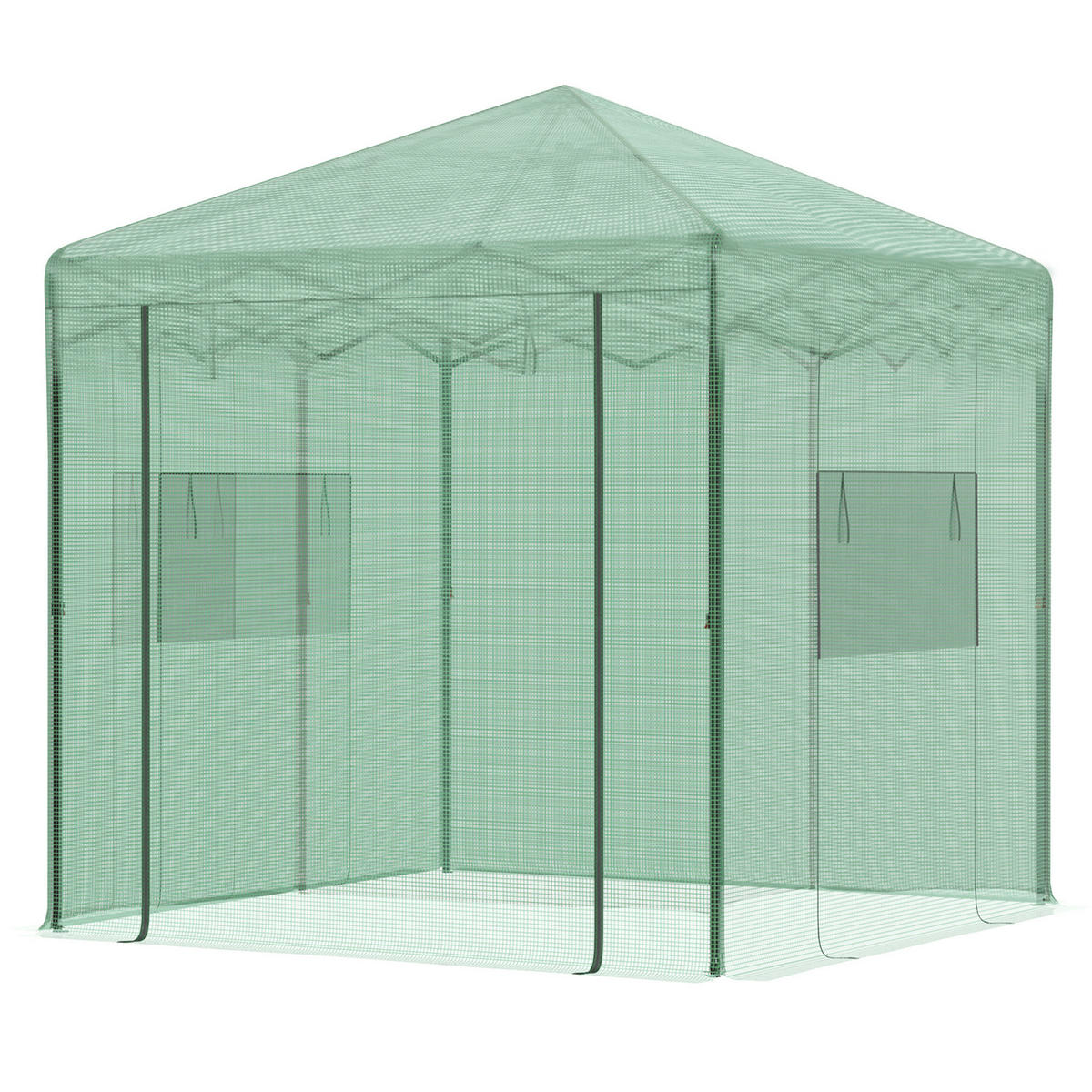GEWÄCHSHAUS DE-05739 Faltbar, mit Tür & Fenstern zum Aufrollen Dunkelgrün - Grün, Kunststoff/Metall (178/240/238cm) - ComfortXL