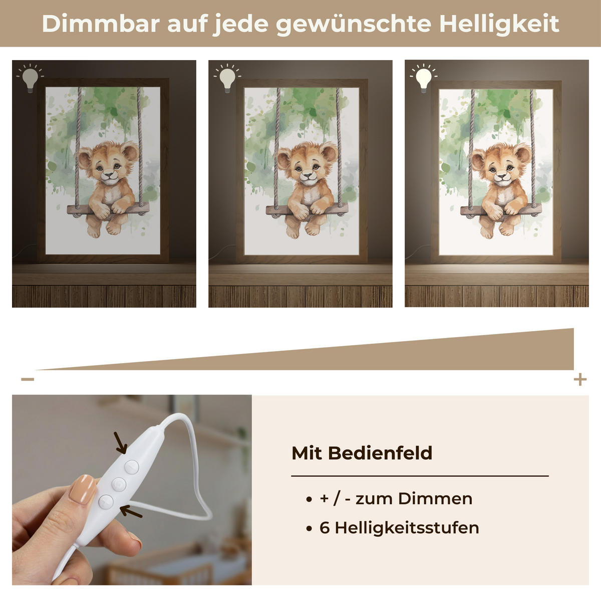 NACHTTISCHLAMPE Löwe - Tier - Kinder - Dschungel 20x30 cm - Weiß, Holzwerkstoff (8/20/30cm)