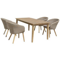 GARTEN-SITZGRUPPE Zurich 5-teilig Kunststoffgefllecht Gartenmöbel-Set - Hellbraun, Holz - DELUKE