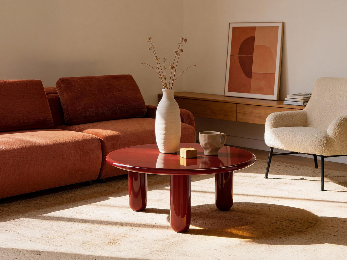 COUCHTTISCH nicht ausziehbar - 90cm x 90cm - MDF - rot - BENESA - Rot, Holz (90/90/40cm) - Vente-Unique