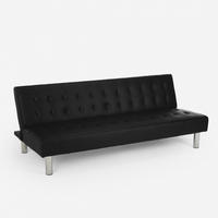 SOFABETT klappbar elly - Schwarz - Schwarz, Leder (180/70/64cm) - Pasmara