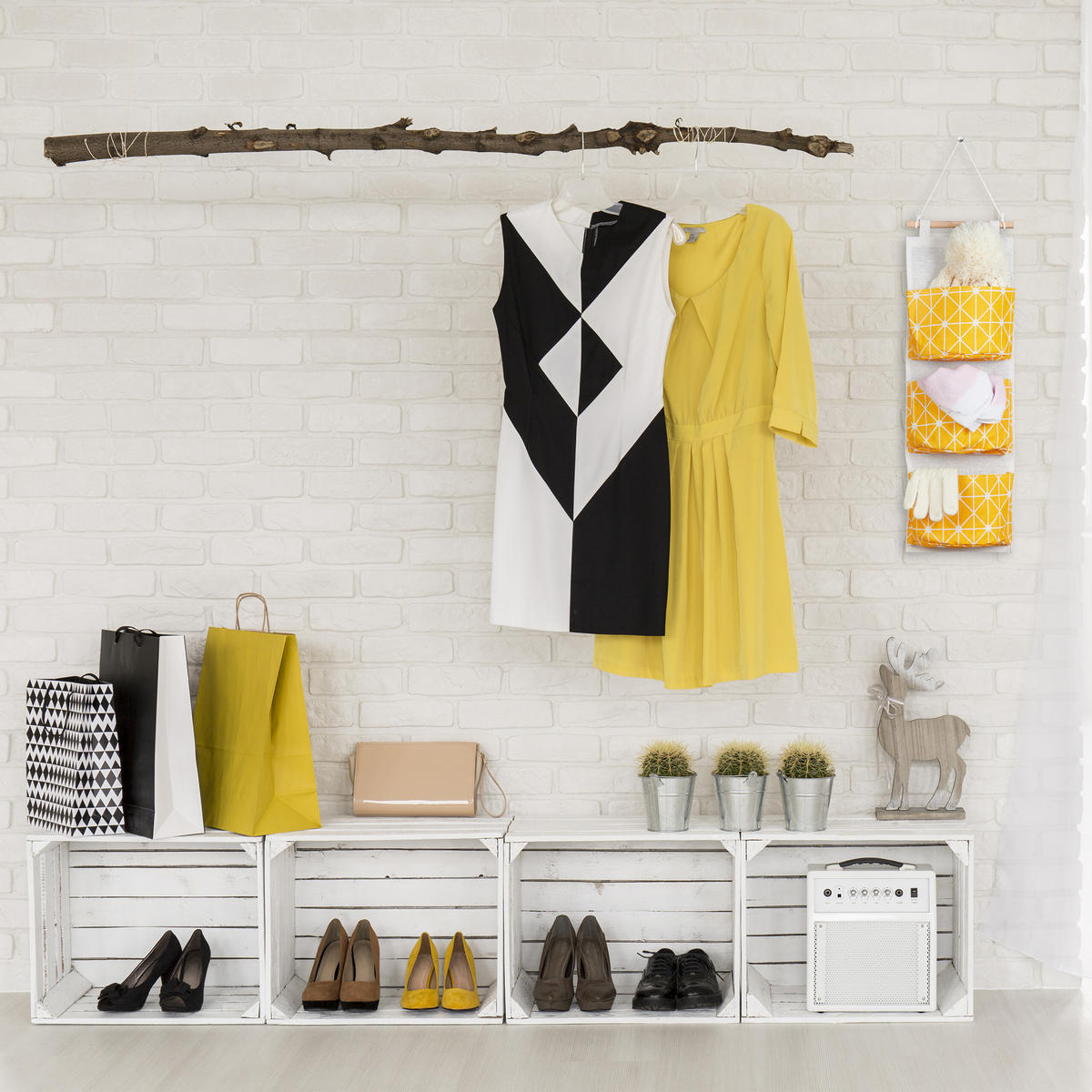 ZÁVĚSNÝ organizér - různobarevná, dřevo/textil (20/74/8cm) - Relaxdays