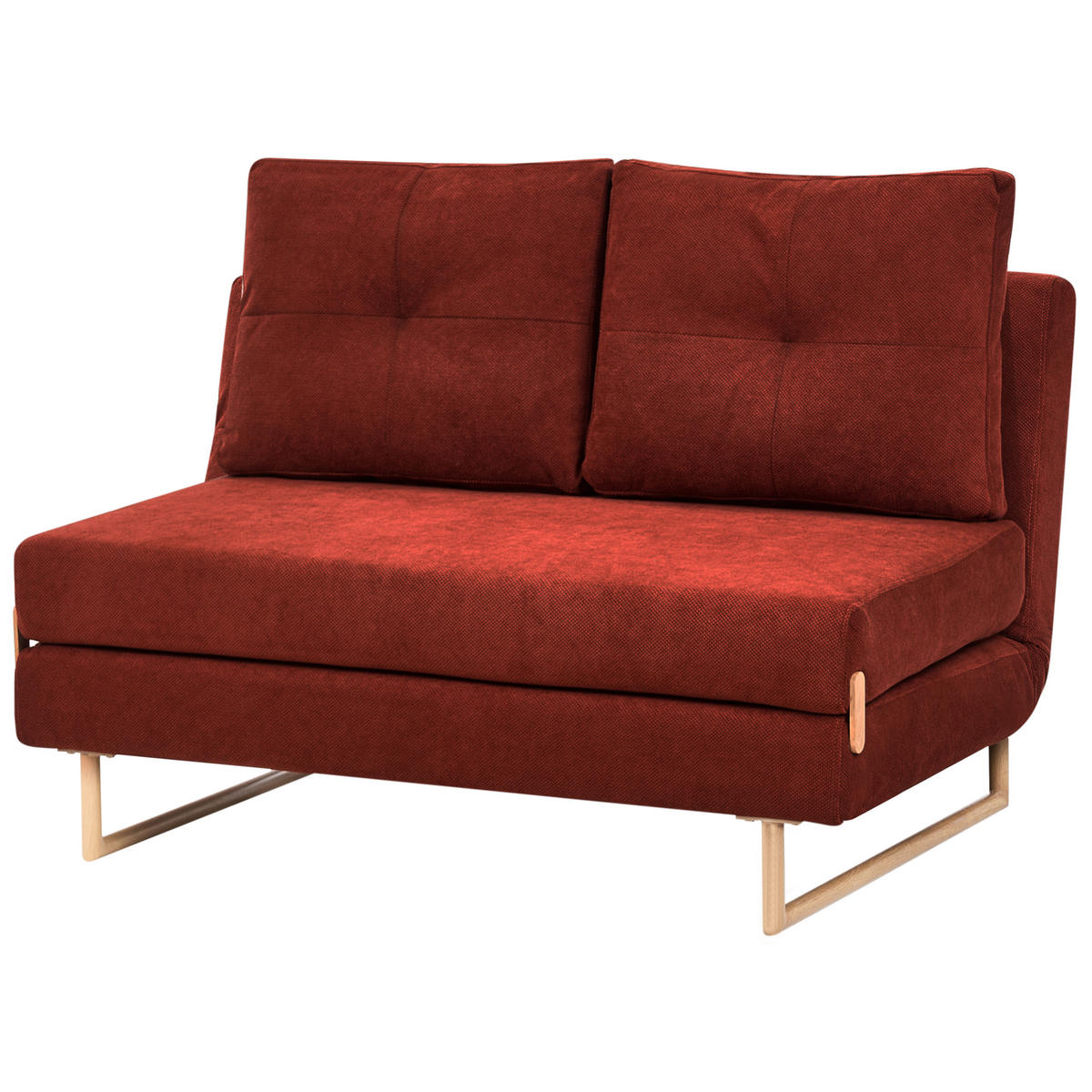 SCHLAFSOFA 2-Sitzer Stoff Rot Jerslev - Hellbraun/Rot, Textil (120/87/84cm) - Beliani