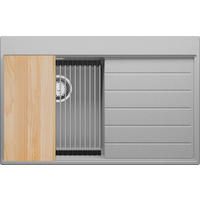 SPÜLBECKEN Sydney, 2-er set Grau 78/50 cm 1 Becken + Ablauf-Set + Küchenzubehörset ab 45er Unterschrank - Chromfarben/Beige, Kunststoff (78/20/50cm) - Primagran