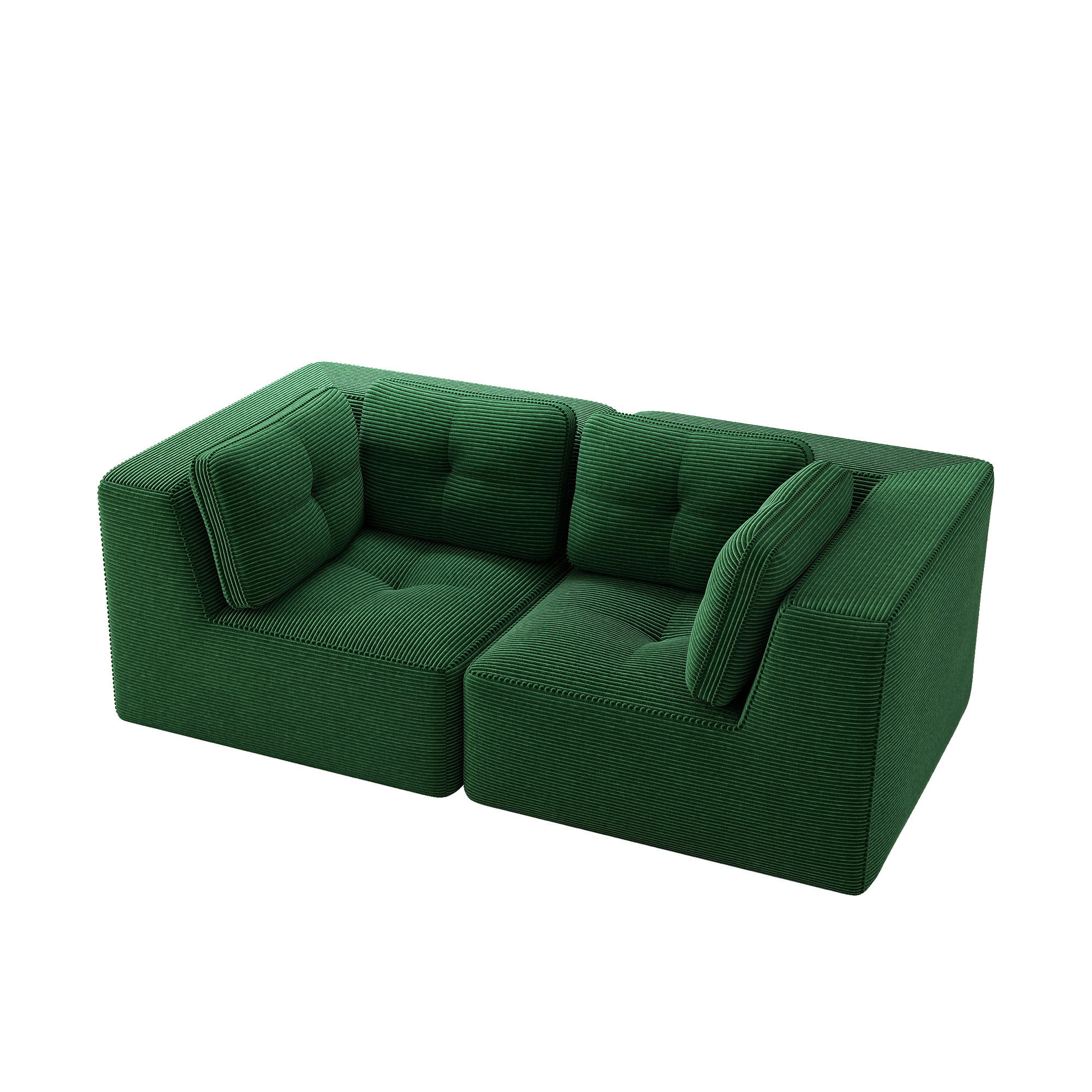 2-SITZER Sofa 208x104x69 cm aus Cordstoff rahmenlos modular, grün - Grün, Textil (104/69/208cm)