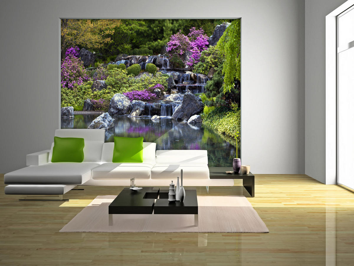 FOTOTAPETE Wasserfall 375 x 270 cm - Grün, Papier (375/270cm) - Sanders & Sanders