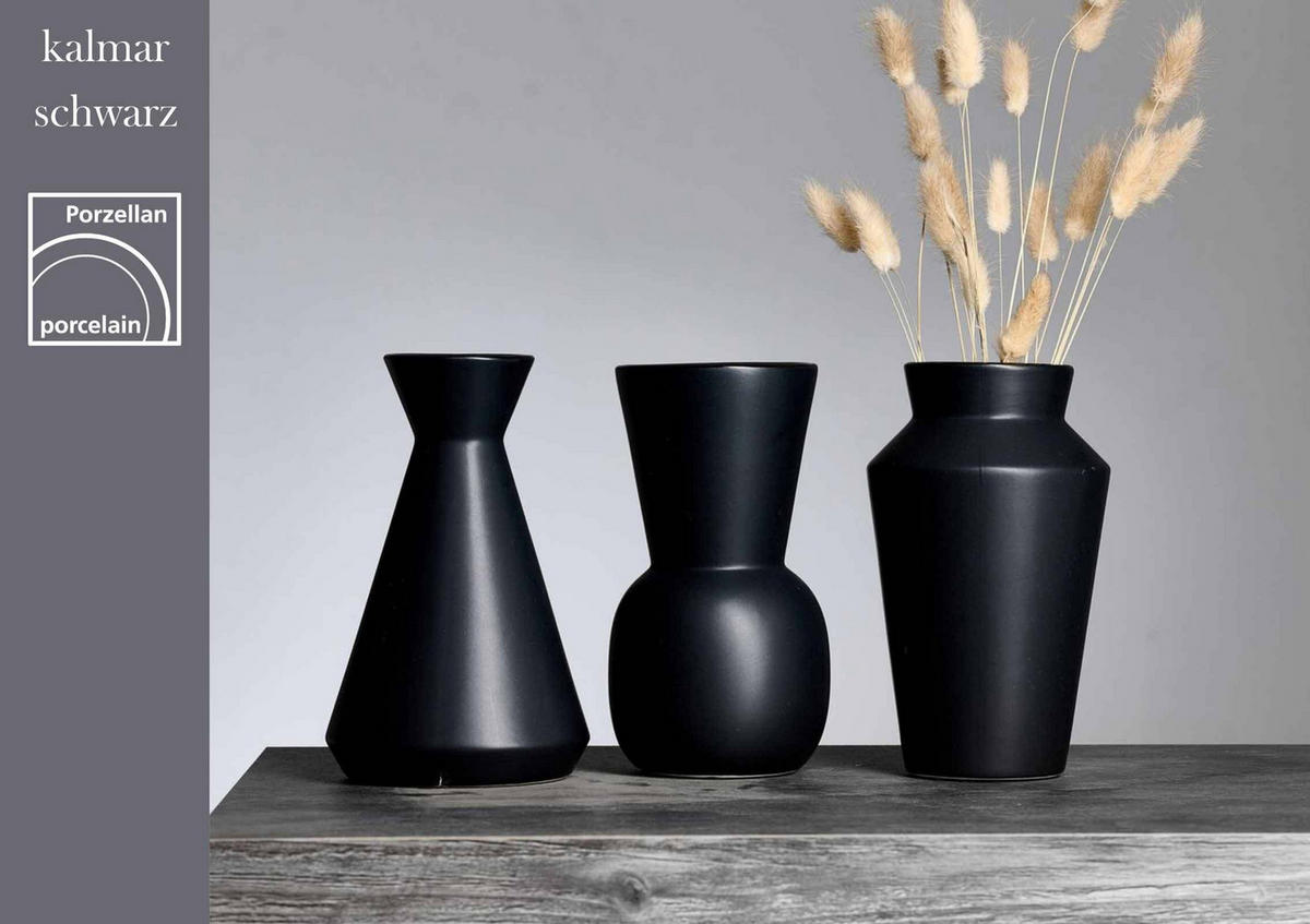 VASEN-SET Kalmar schwarz 20 cm 3er Set - Schwarz, Keramik (20cm) - Ritzenhoff Breker