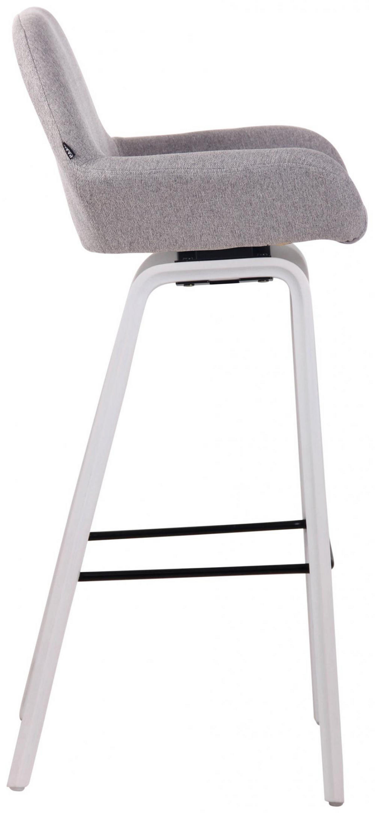 BARHOCKER Stoff grau - Weiß/Grau, Holz/Textil (52/103/51cm) - CLP