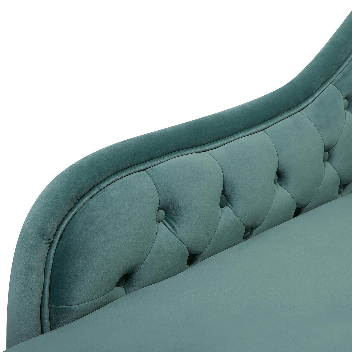 ČALOUNĚNÉ LEHÁTKO CHAISE LONGUE Sametová látka mátově zelené pravostranné Nimes - tmavě hnědá/mátově zelená, textil (169/79/65cm) - Beliani
