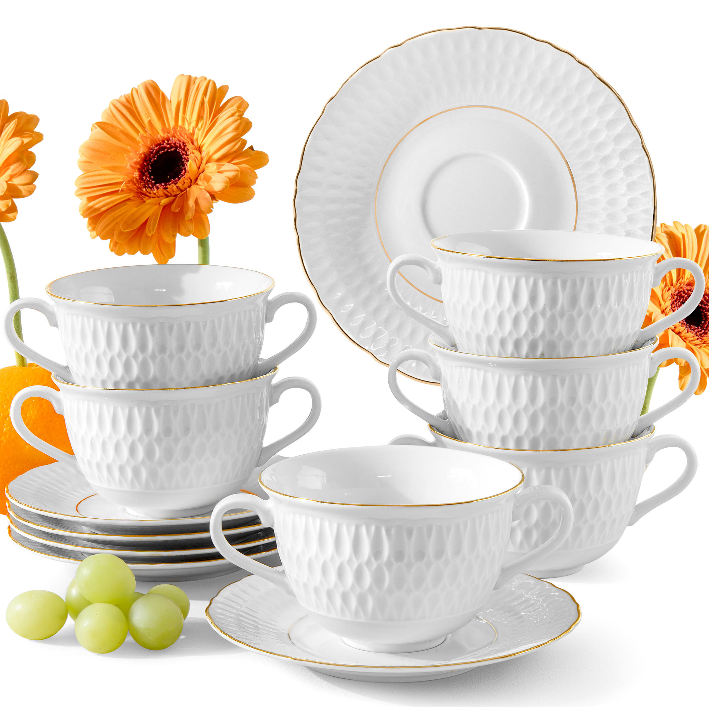 SUPPENSCHALE CMIELOW SOFIA GOLD 6-tlg aus Porzellan - Weiß, Keramik - KONSIMO®