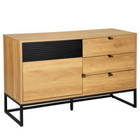 KOMMODE mit Tür - 120 cm - Eichefarben/Schwarz, Holzwerkstoff/Kunststoff (120/75/40cm) - home24