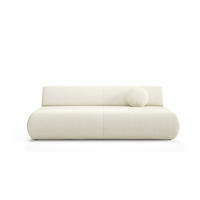 BETTSOFA DELTA Ecru Geflochtener Stoff mit Schlaffunktion - Ecru, Holz (214/74/100cm) - MASSENO