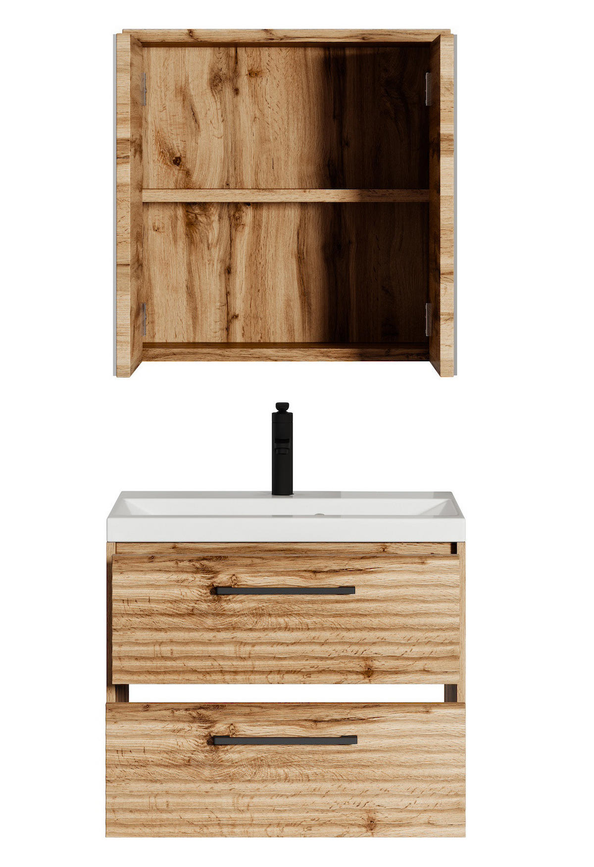 BADMÖBEL-SET Etna 3 Teile Eiche - 60 x 35 x 51 cm - Eichefarben, Holz (60/53/35cm) - Badplaats